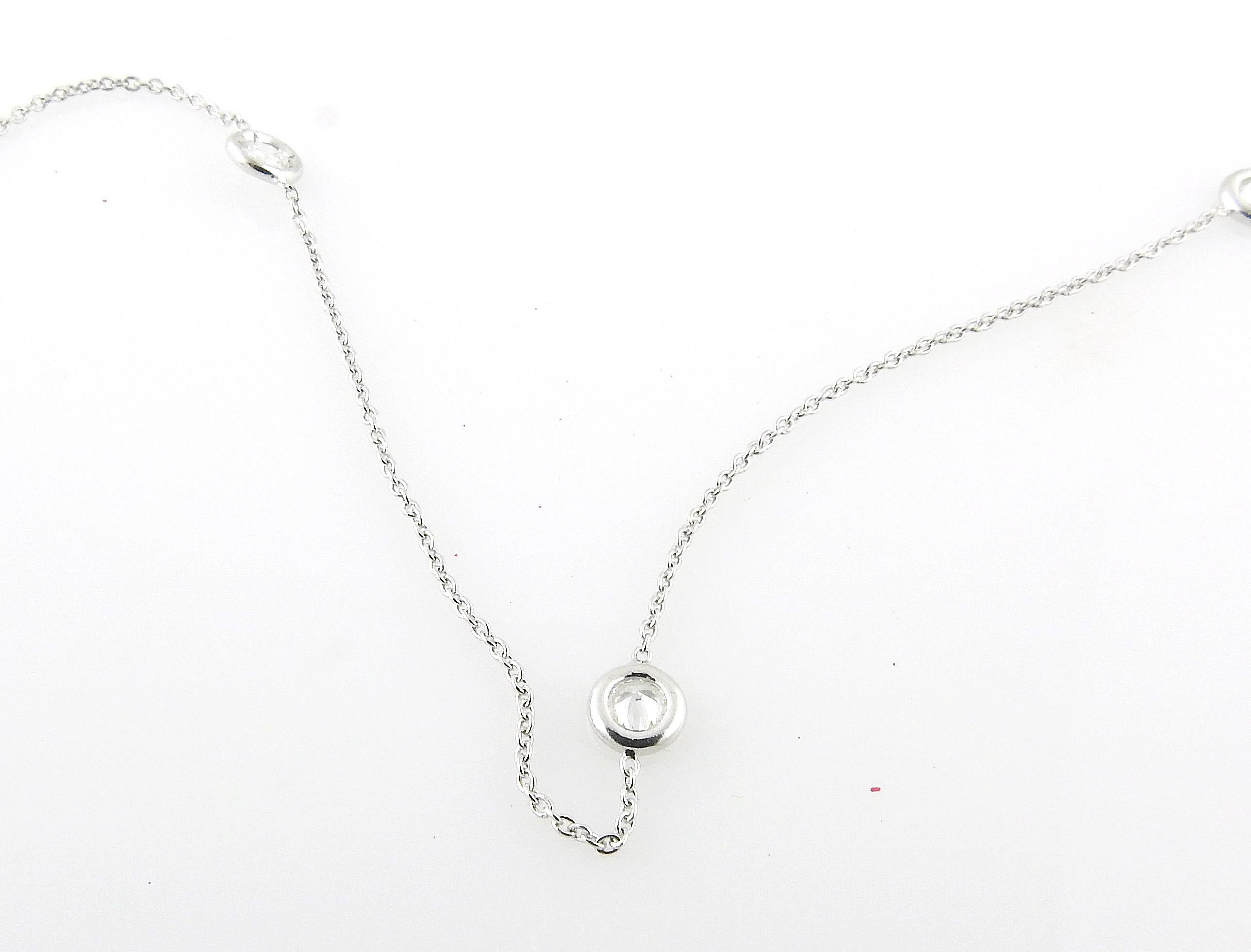 Round Cut Roberto Coin 18K White Gold Diamonds by the Inch 5 Station Necklace
