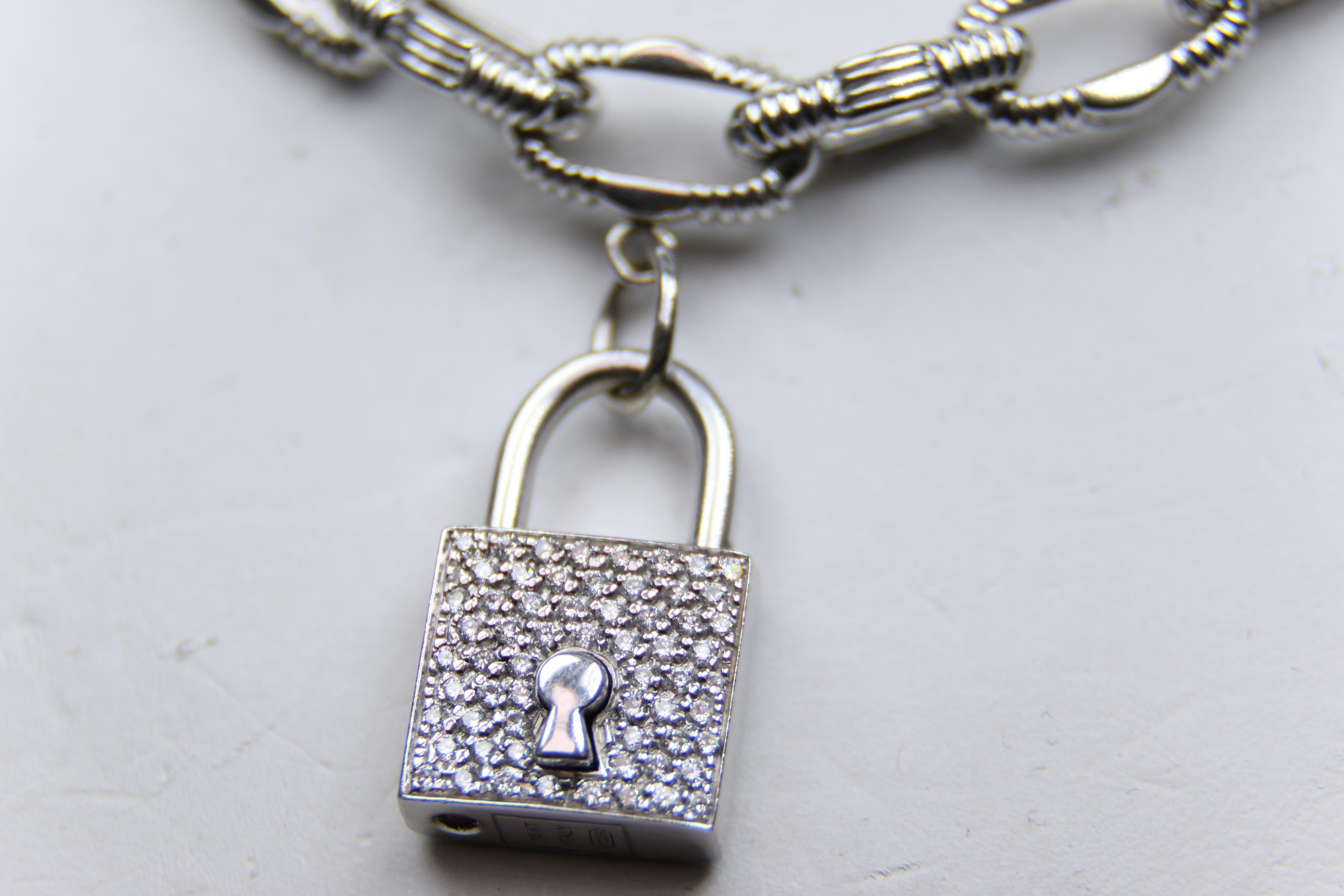 white gold padlock necklace