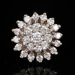 Boucles d'oreilles Roberto Coin en or blanc 18 carats, pavées de diamants, motif « Sunburst »