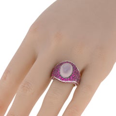 Roberto Coin 18K White Gold, Pink Quartz, and Ruby Ring sz 7