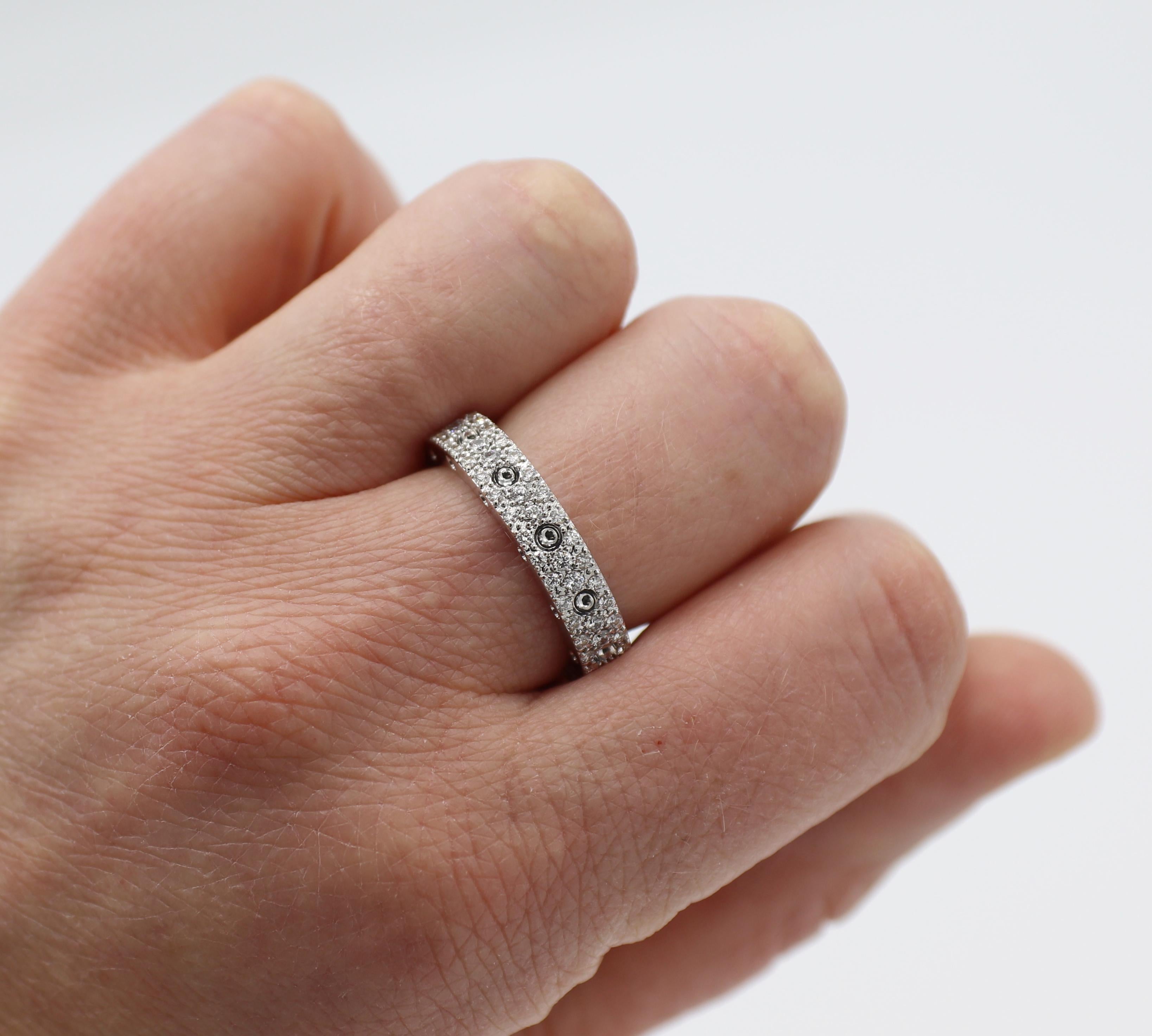 Donna Roberto Coin Anello Pois Moi in oro bianco 18 carati con pavé di diamanti naturali