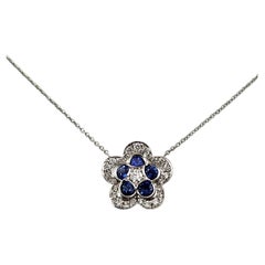Roberto Coin 18K White Gold Sapphire and Diamond Pendant Necklace #25050