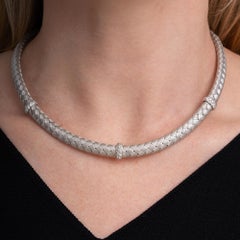 Roberto Coin 18k White Gold Silk Collection Diamond Choker Necklace