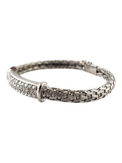 Roberto Coin 18K White Gold Silk Weave Diamond Bracelet #18728