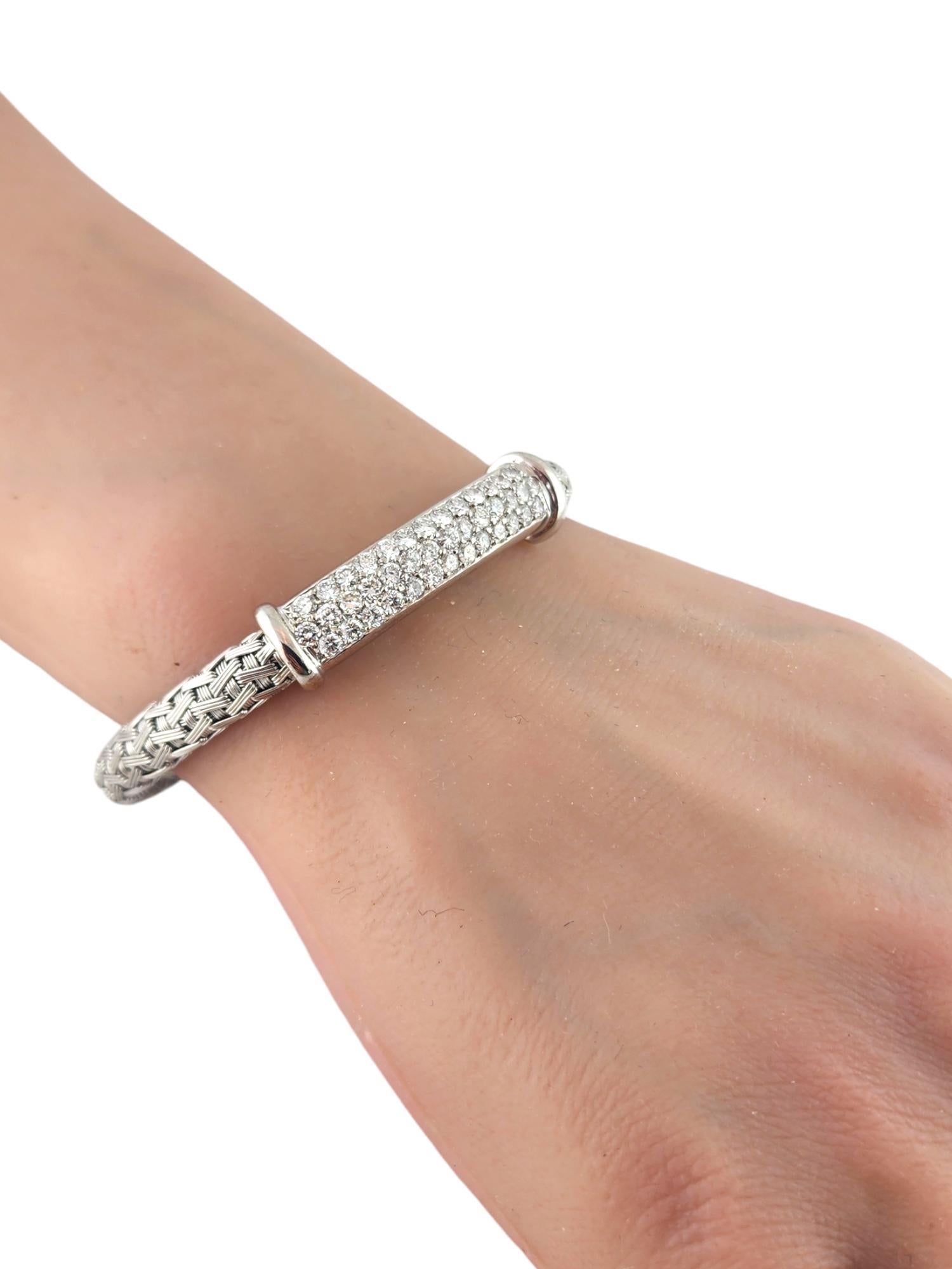 Roberto Coin 18K White Gold Silk Weave Diamond Bracelet #18728 For Sale 1