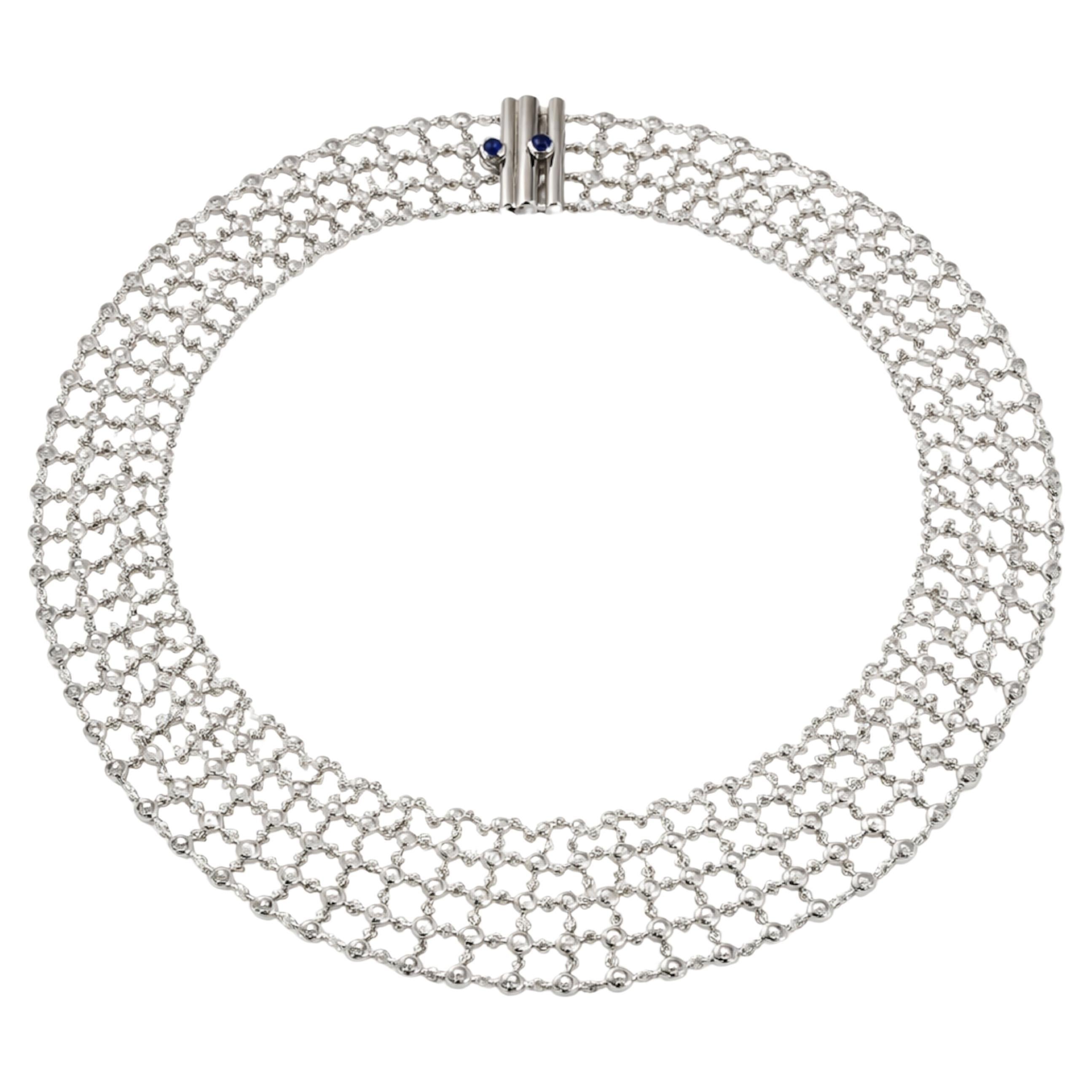 Roberto Coin 18K White Gold Spider Web Diamond Necklace, Approx. 9.00 Carats en vente