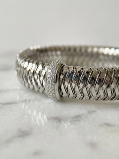 Roberto Coin 18K Weißgold dehnbares Mesh-Diamantarmband