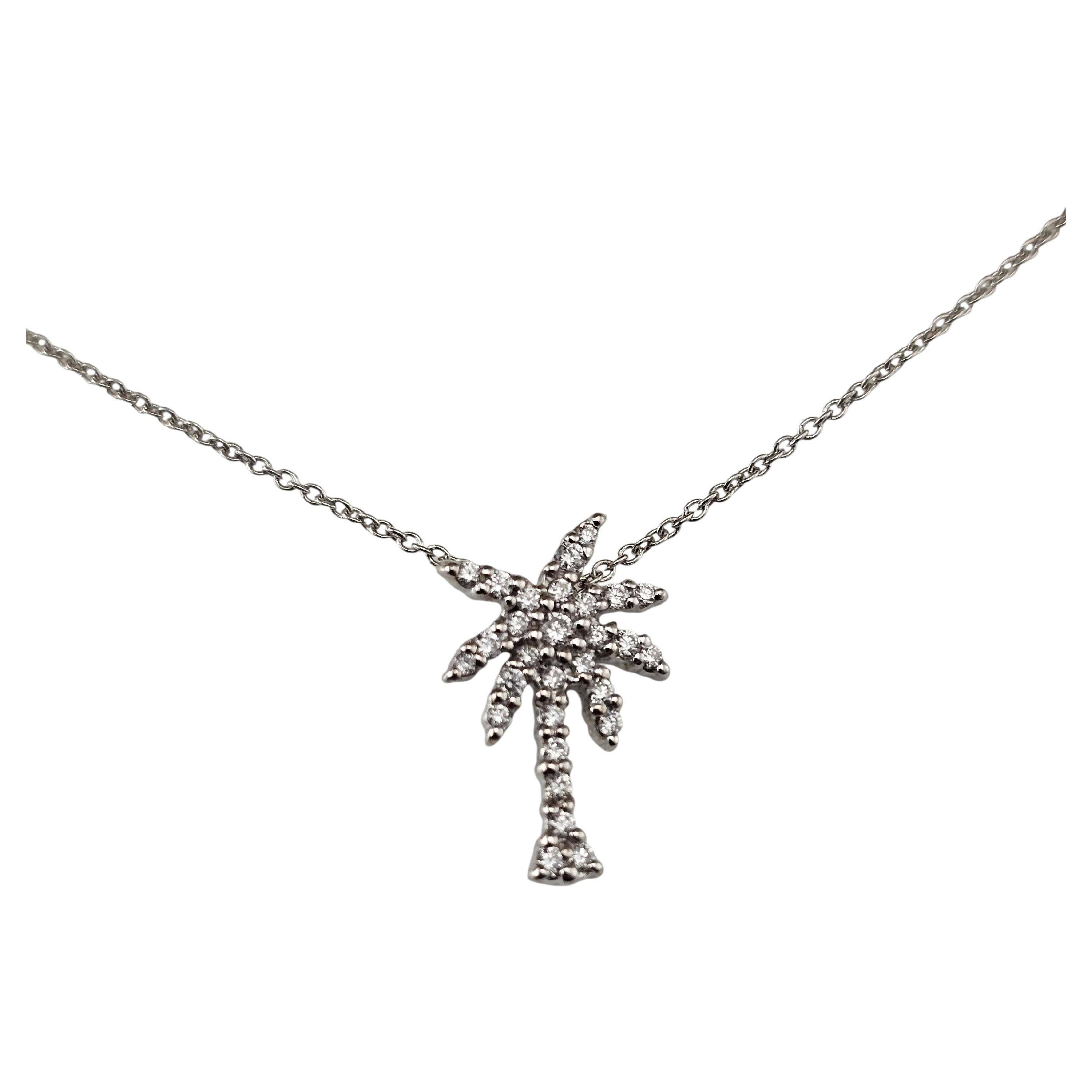 Roberto Coin 18K White Gold Tiny Treasures Diamond Palm Tree Necklace #24180