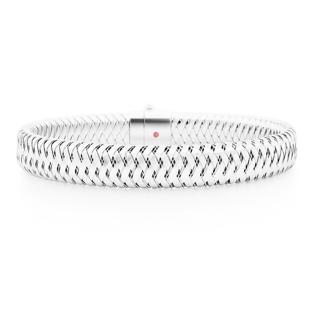 Roberto Coin Pulsera flexible tejida de oro blanco de 18 quilates en venta 5