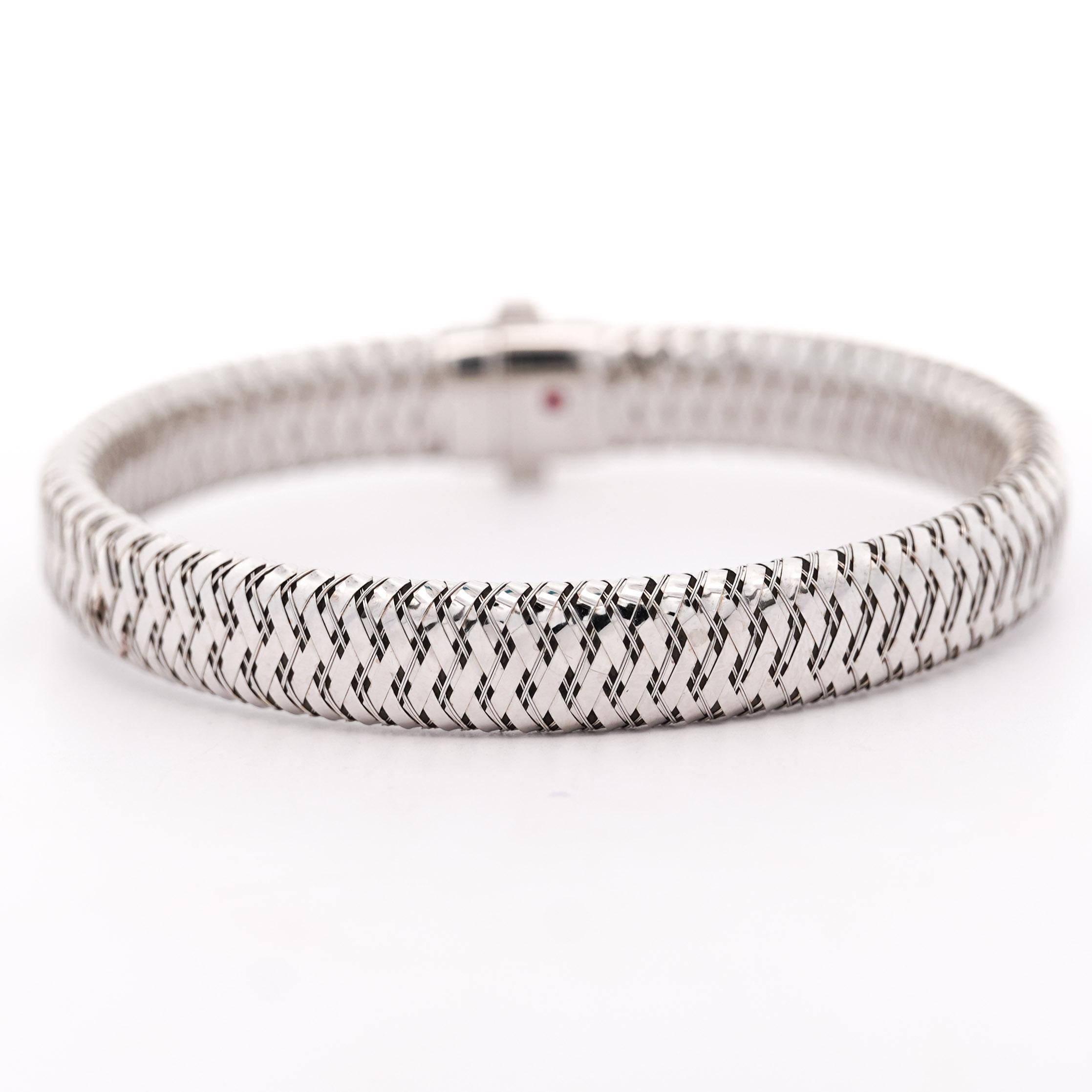 Roberto Coin Pulsera flexible tejida de oro blanco de 18 quilates en Excelente estado para la venta en Miami, FL