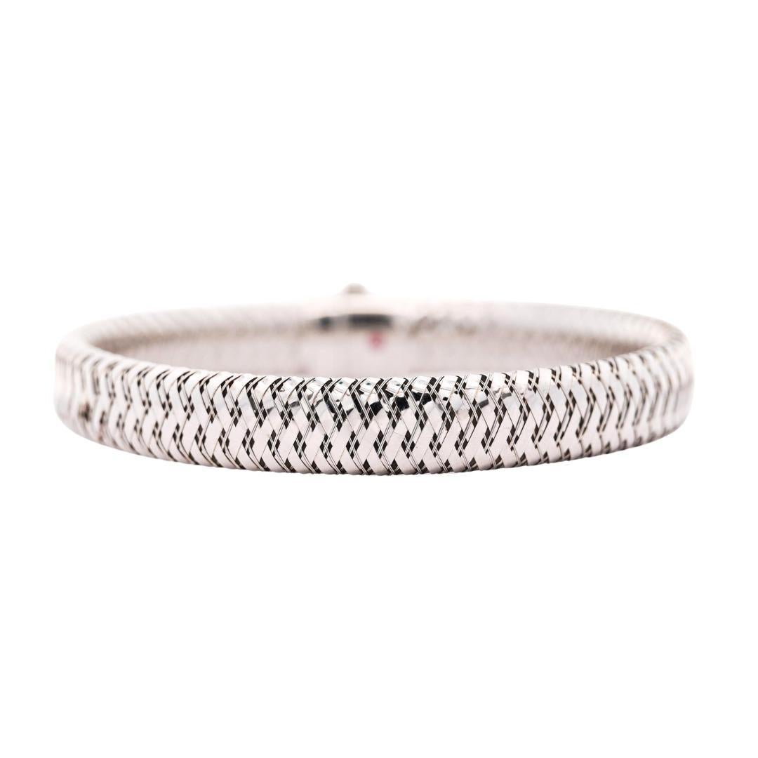 Roberto Coin Pulsera flexible tejida de oro blanco de 18 quilates en venta 2