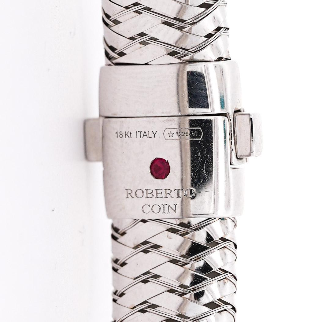Roberto Coin Pulsera flexible tejida de oro blanco de 18 quilates en venta 3