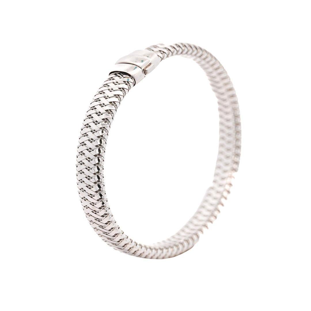 Roberto Coin Pulsera flexible tejida de oro blanco de 18 quilates en venta 4