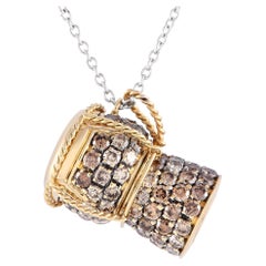 Roberto Coin 18k Yellow and White Gold 0.80ct Diamond Champagne Cork Necklace