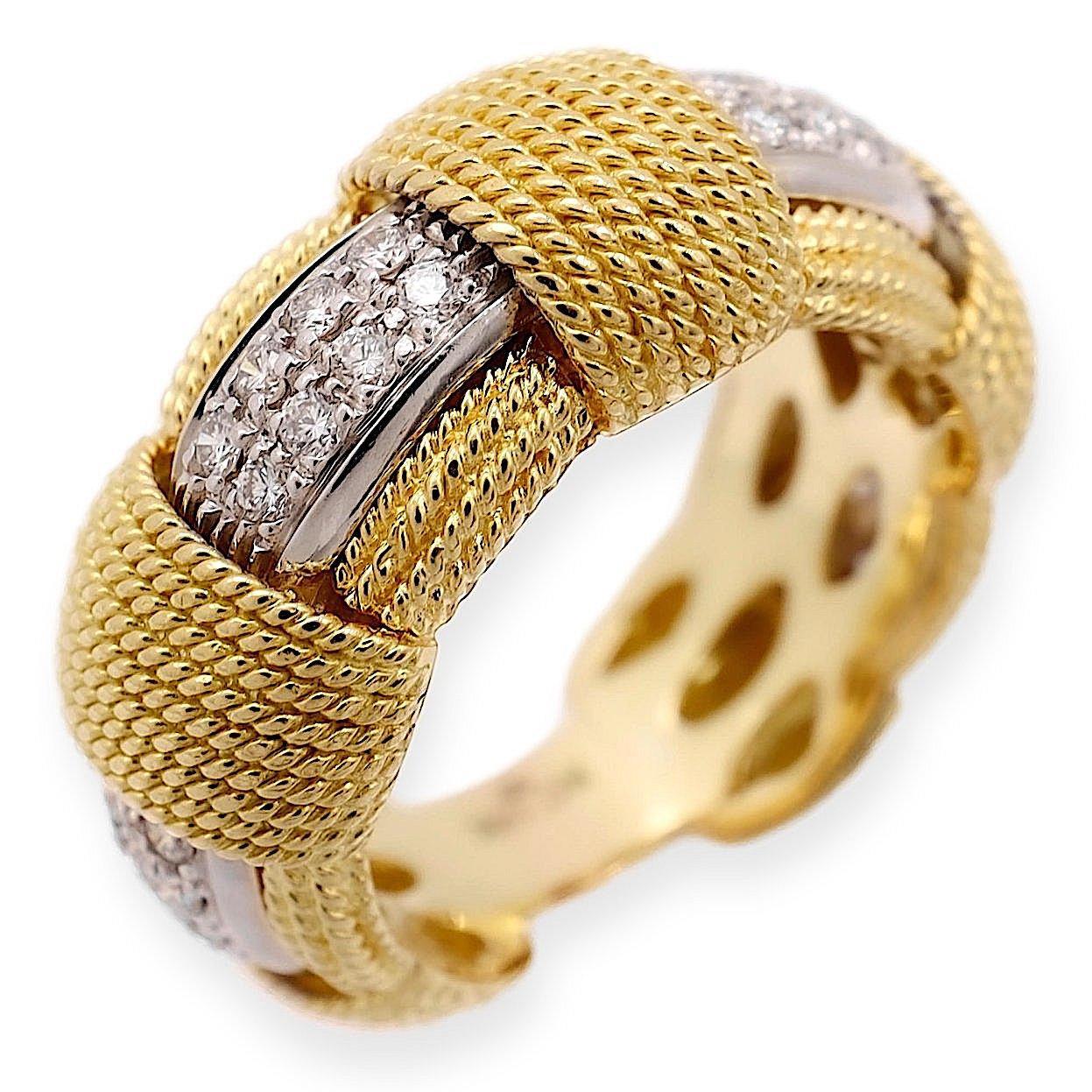 Roberto Coin 18K Gelb- und Weißgold Appassionnata Diamond Band Ring (Rundschliff)