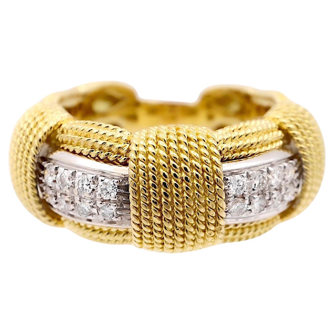 Roberto Coin 18K Yellow and White Gold Appassionnata Diamond Band Ring