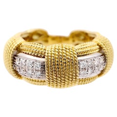 Vintage Roberto Coin 18K Yellow and White Gold Appassionnata Diamond Band Ring