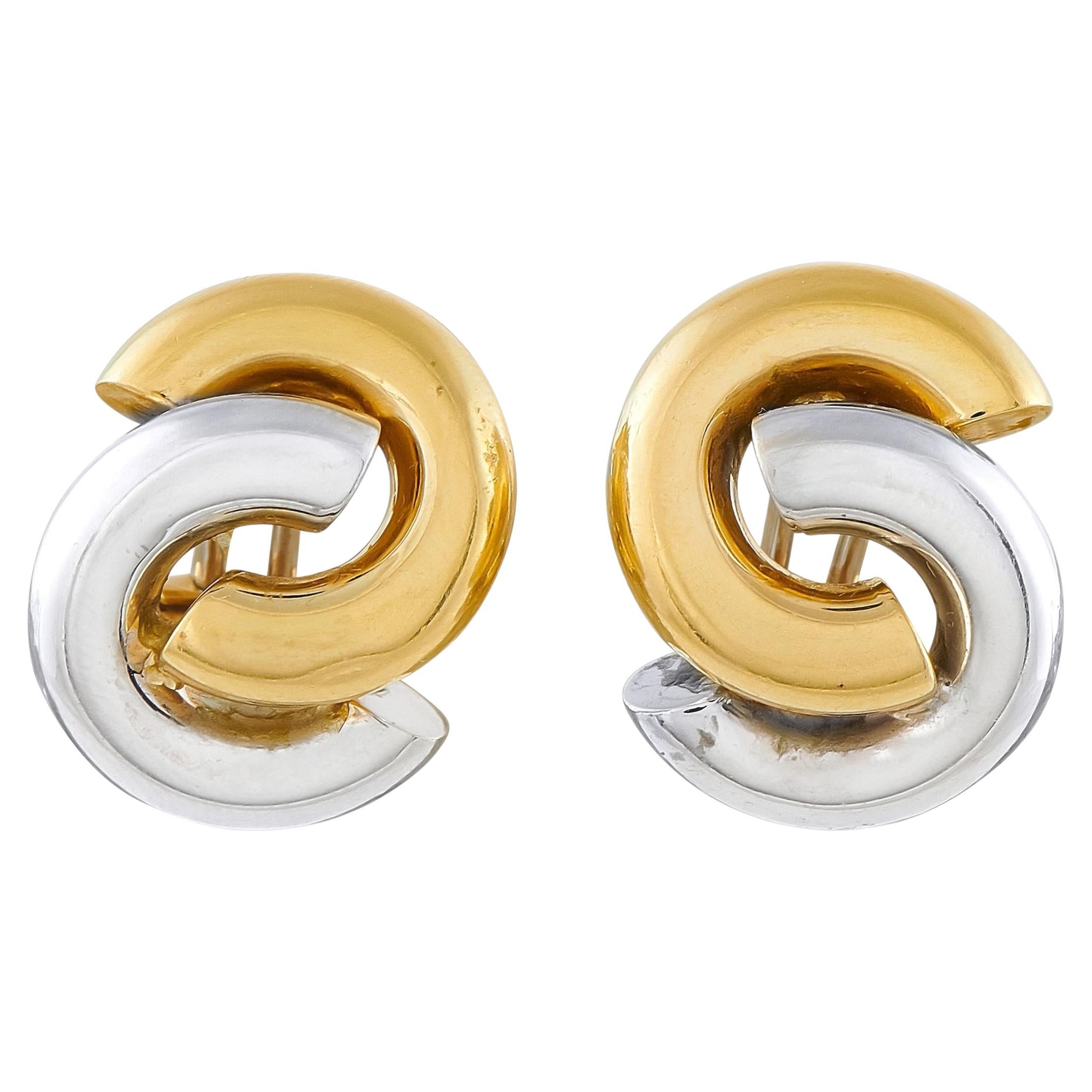 Orecchini Swirl di Roberto Coin in oro giallo e bianco 18 carati RC18-062226