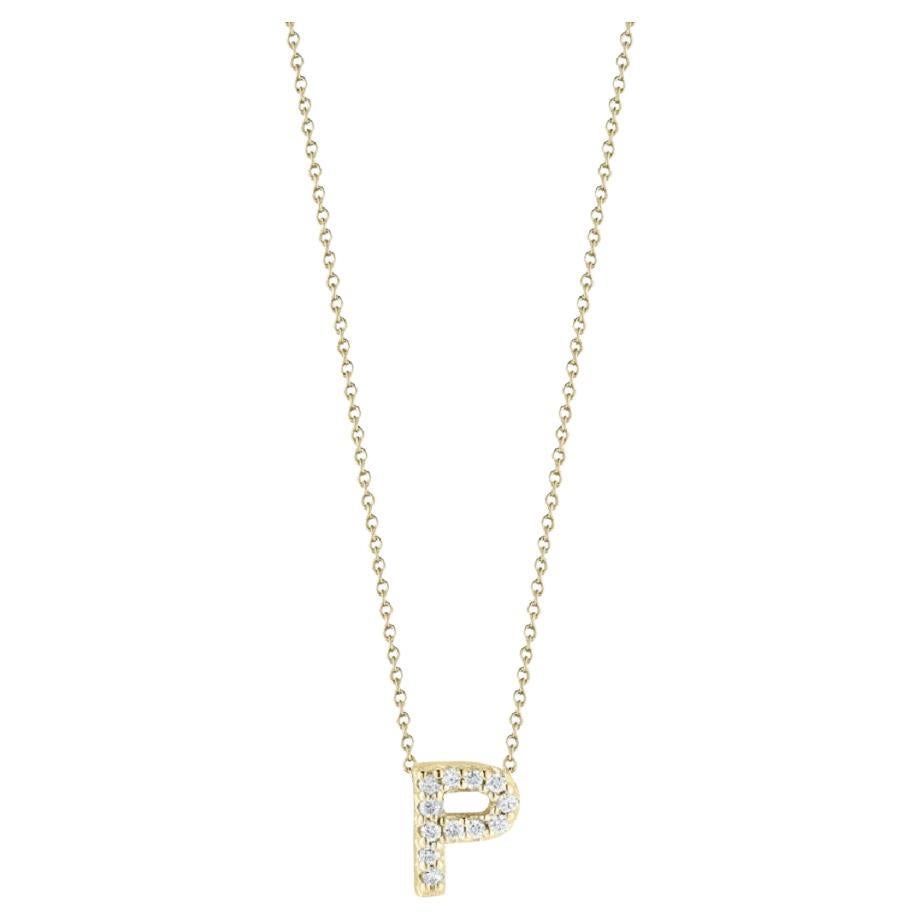 Roberto Coin 18K Yellow Gold 0.05CT Diamond "P" Pendant Necklace 001634AYCHXP For Sale