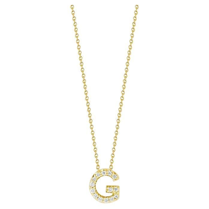 Roberto Coin 18K Yellow Gold 0.06CT Diamond "G" Pendant Necklace 001634AYCHXG For Sale