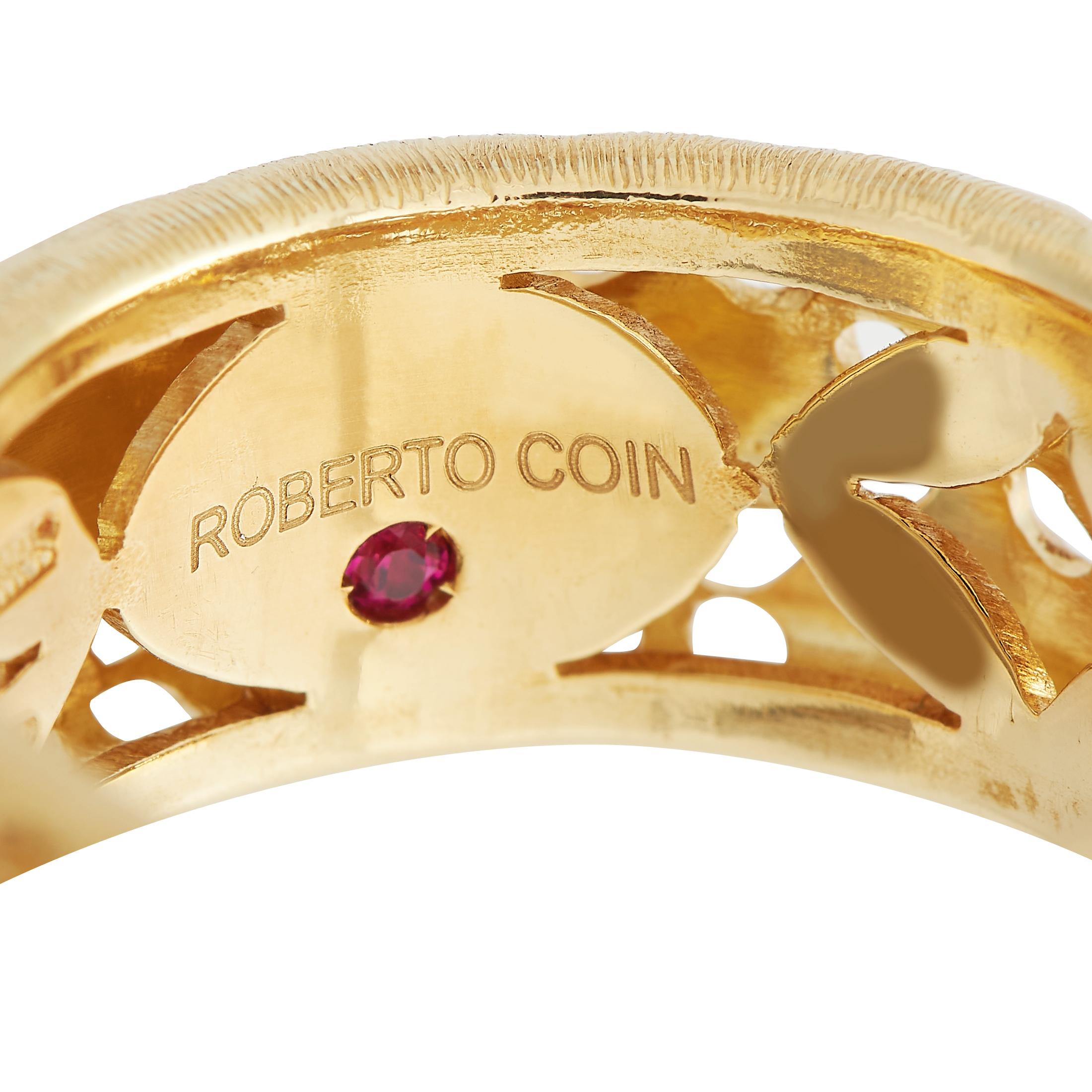 Roberto Coin, bague Granada en or jaune 18 carats avec diamants 0,20 carat RC11-021424 Excellent état - En vente à Southampton, PA