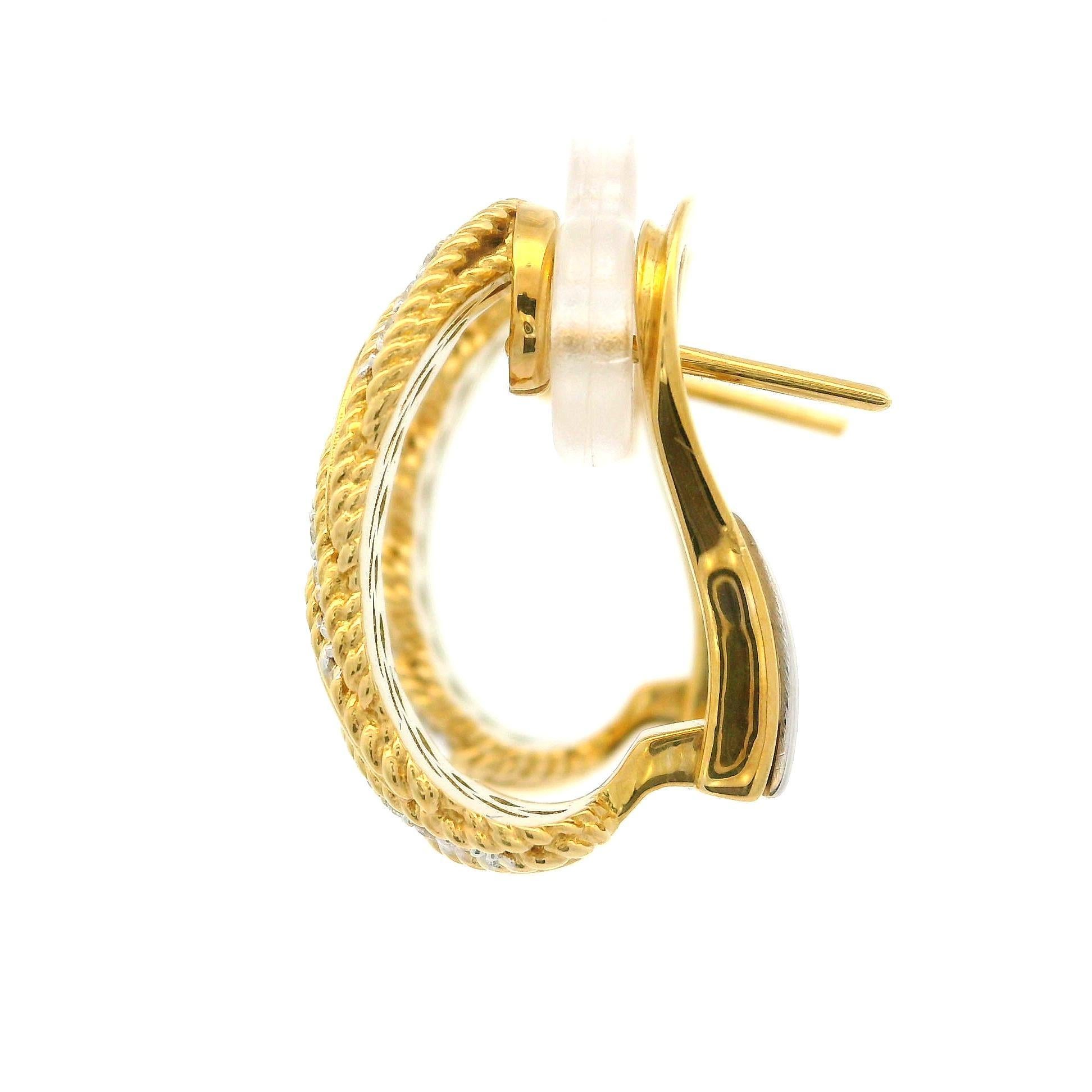 Roberto Coin 18k Yellow Gold 0.35ctw Diamond Byzantine Barocco Cuff Earrings 3