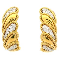 Roberto Coin 18k Yellow Gold 0.35ctw Diamond Byzantine Barocco Cuff Earrings