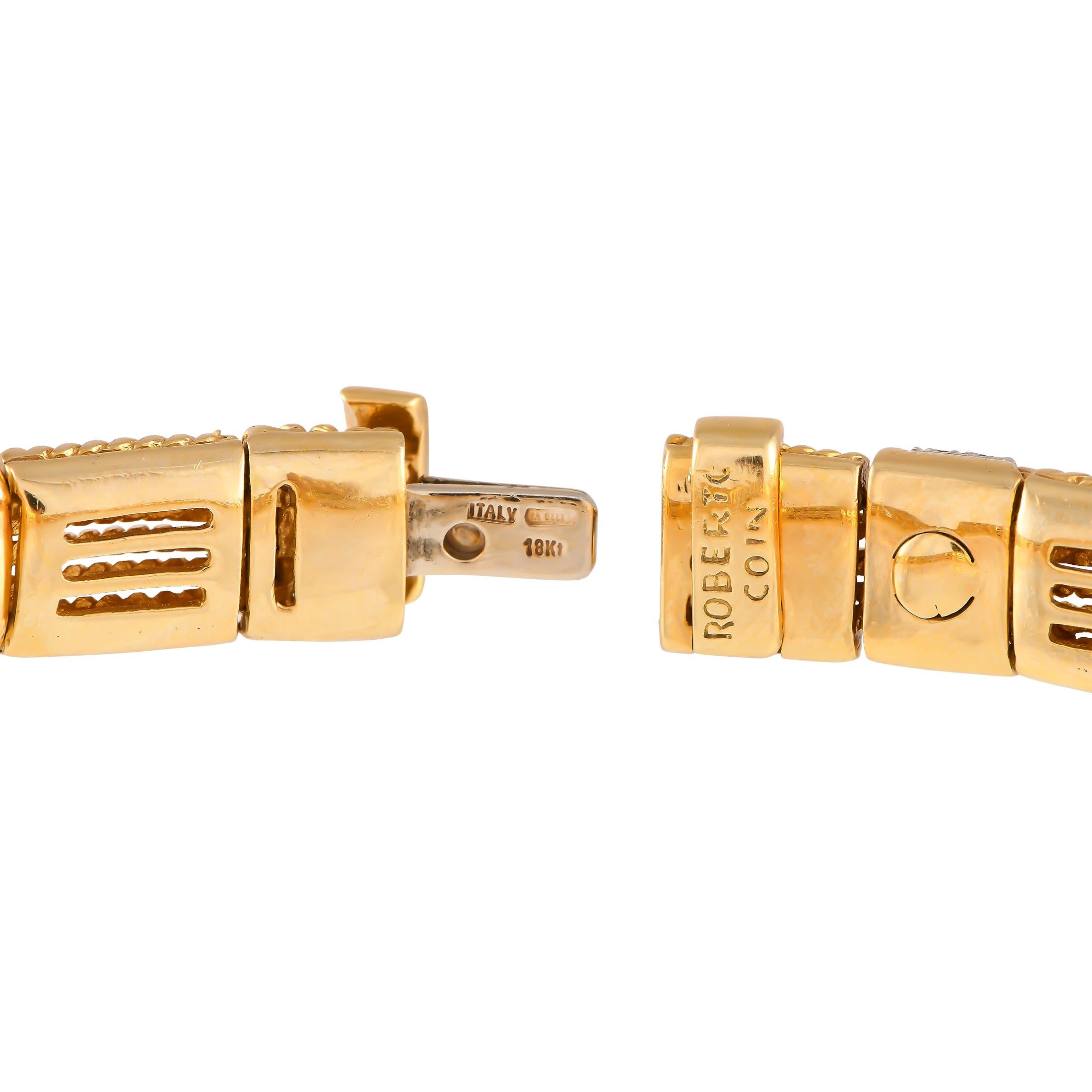 Round Cut Roberto Coin 18K Yellow Gold 1.30ct Diamond Bracelet