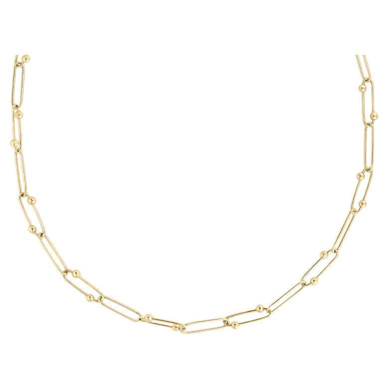 Roberto Coin 18K Yellow Gold Alternating Paperclip Link Necklace 9151252AY180 For Sale