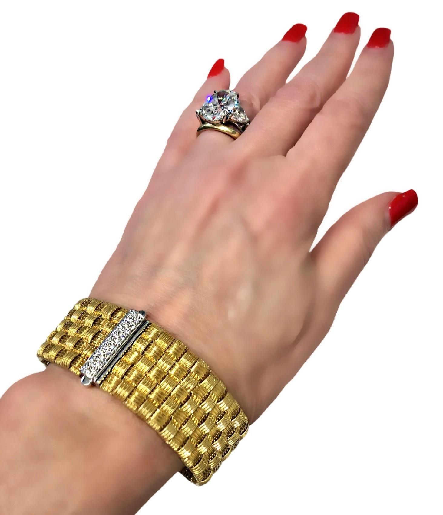 Roberto Coin Appassionata-Armband aus 18 Karat Gelbgold und Diamanten mit 5 Reihen im Angebot 4