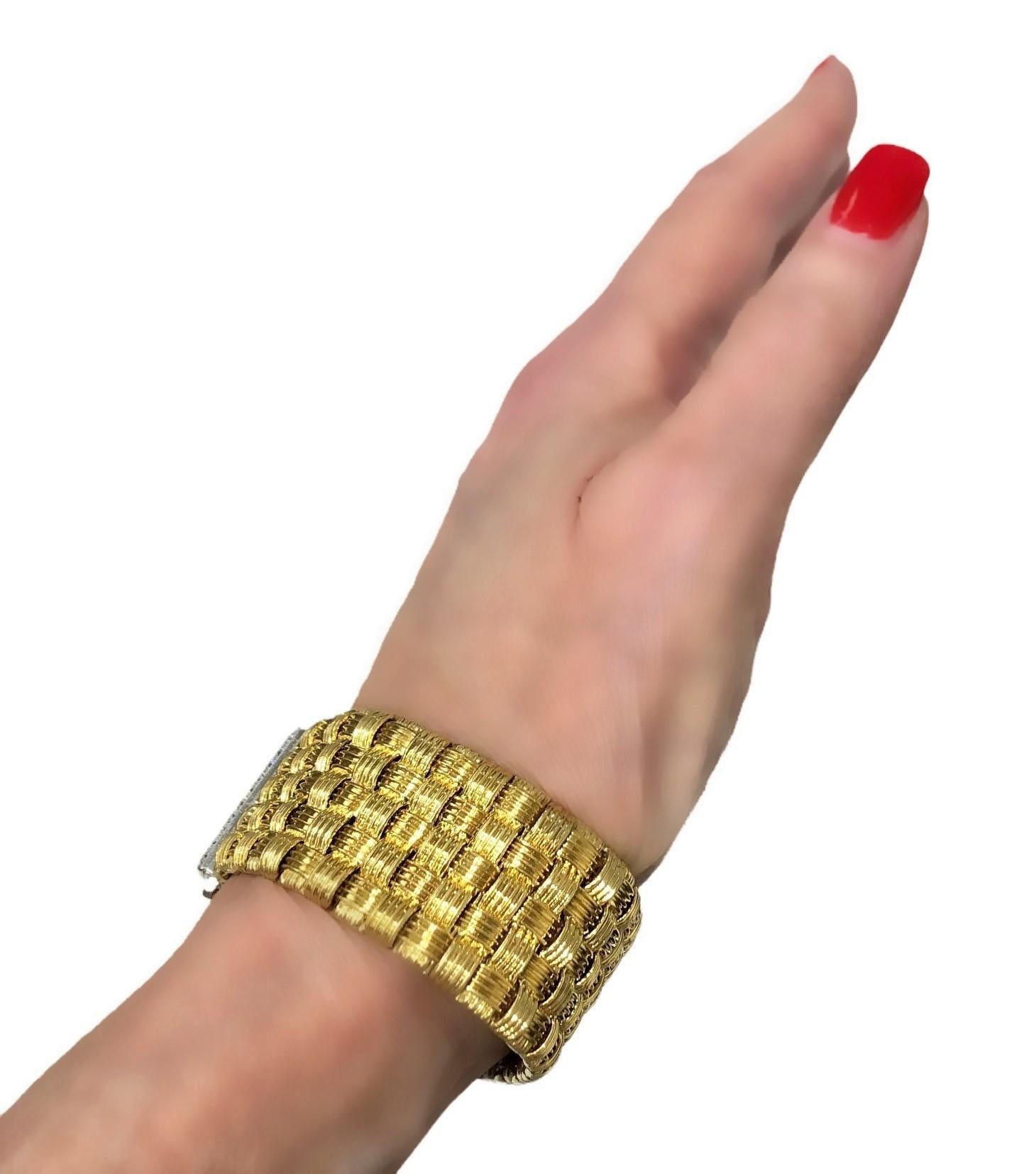 Roberto Coin Appassionata-Armband aus 18 Karat Gelbgold und Diamanten mit 5 Reihen im Angebot 6