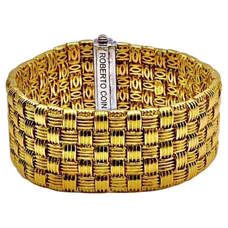 Roberto Coin Appassionata-Armband aus 18 Karat Gelbgold und Diamanten mit 5 Reihen (Brillantschliff) im Angebot