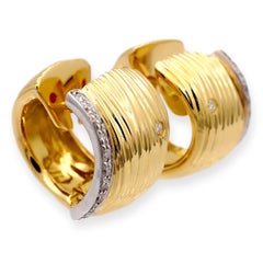 Roberto Coin 18K Yellow Gold and Diamond Elephant Huggie Earrings