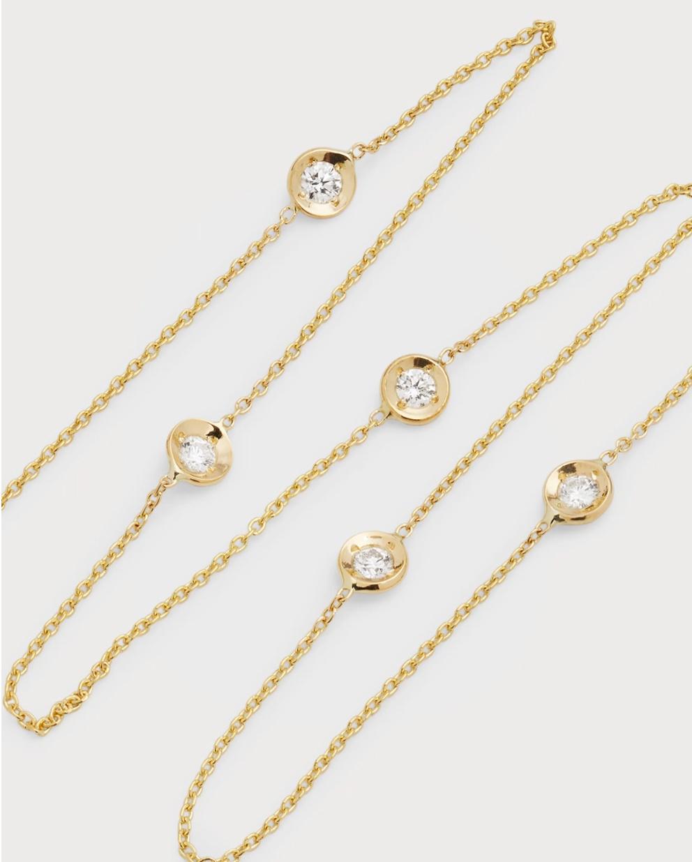 Contemporain Roberto Coin, collier station en or jaune 18 carats et diamants en vente