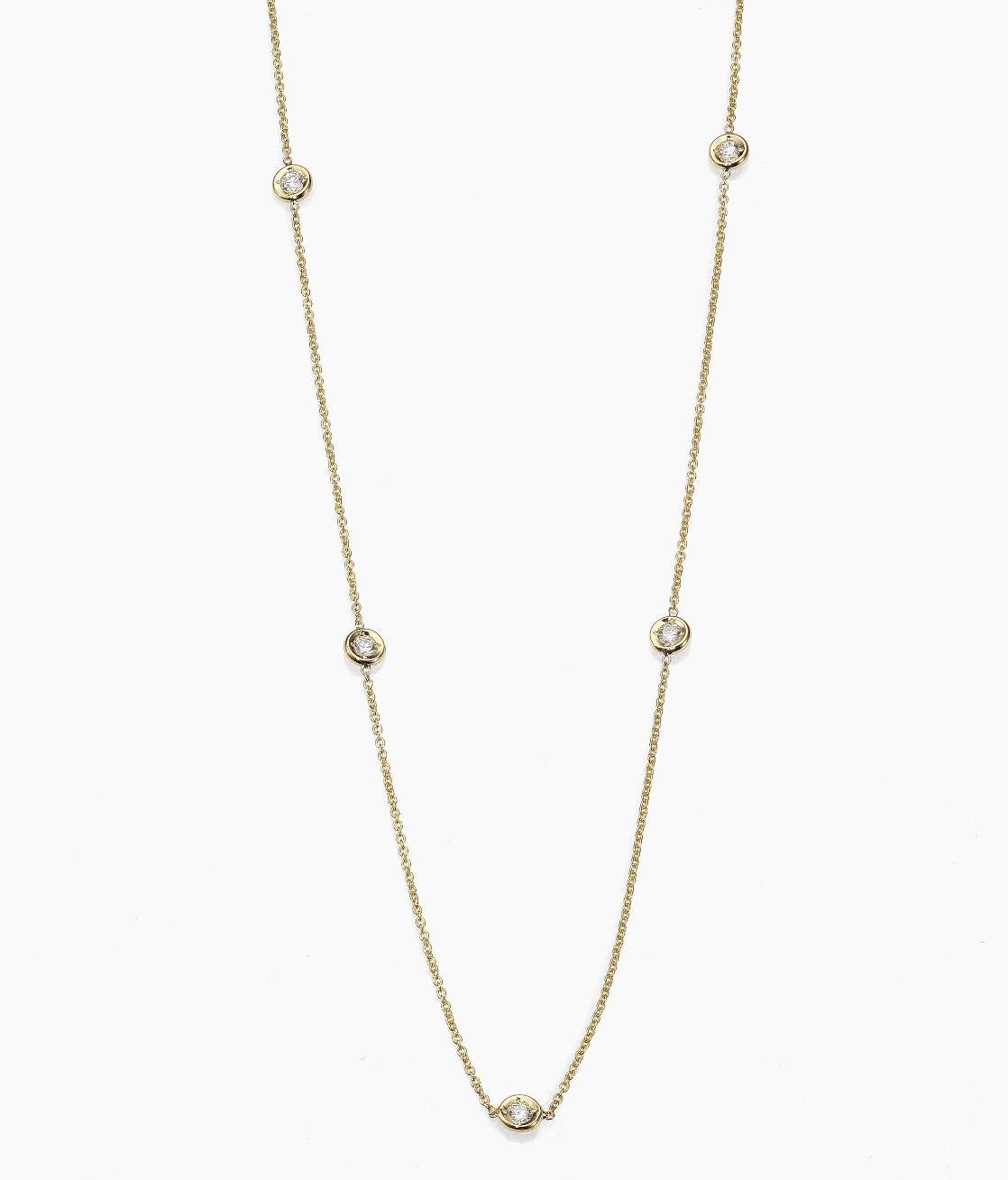 Taille brillant Roberto Coin, collier station en or jaune 18 carats et diamants en vente