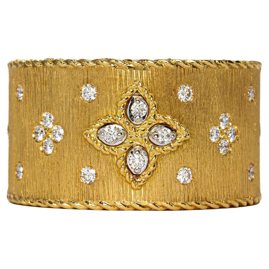 Roberto Coin 18K Gelbgold und Diamant Venezianische Prinzessin Breite Zigarre Ring