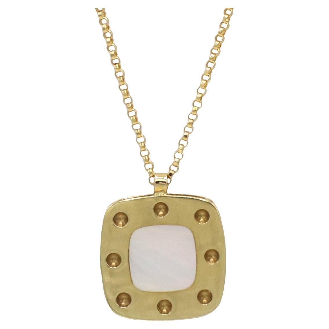 Roberto Coin 18K Yellow Gold and Mother-of-Pearl Pois Moi Pendant Drop Necklace For Sale