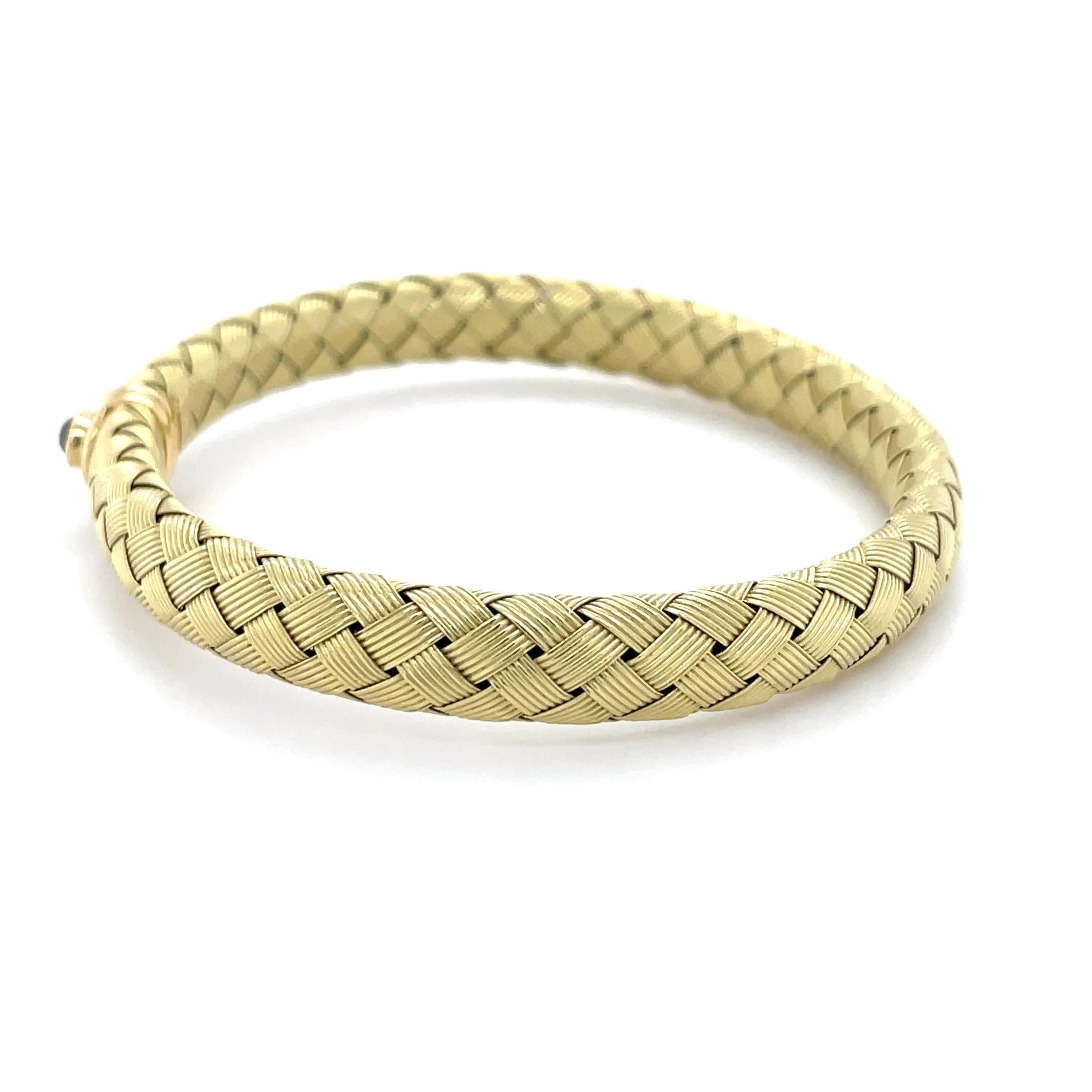 Contemporary Roberto Coin, 18K Yellow Gold and Sapphire Woven Silk Bracelet