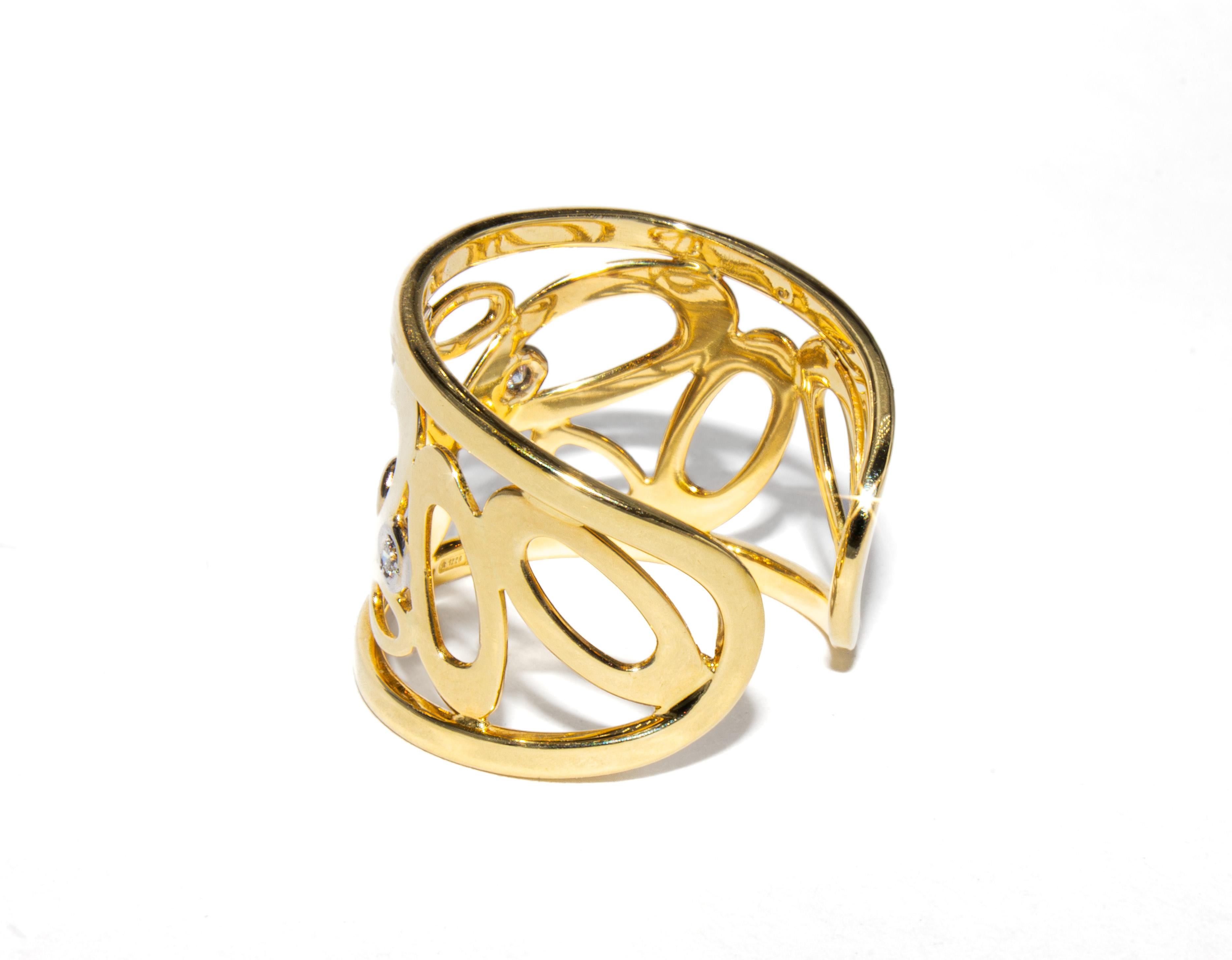Contemporaneo Roberto Coin - Anello con diamanti in oro giallo 18 carati Chic and Shine in vendita
