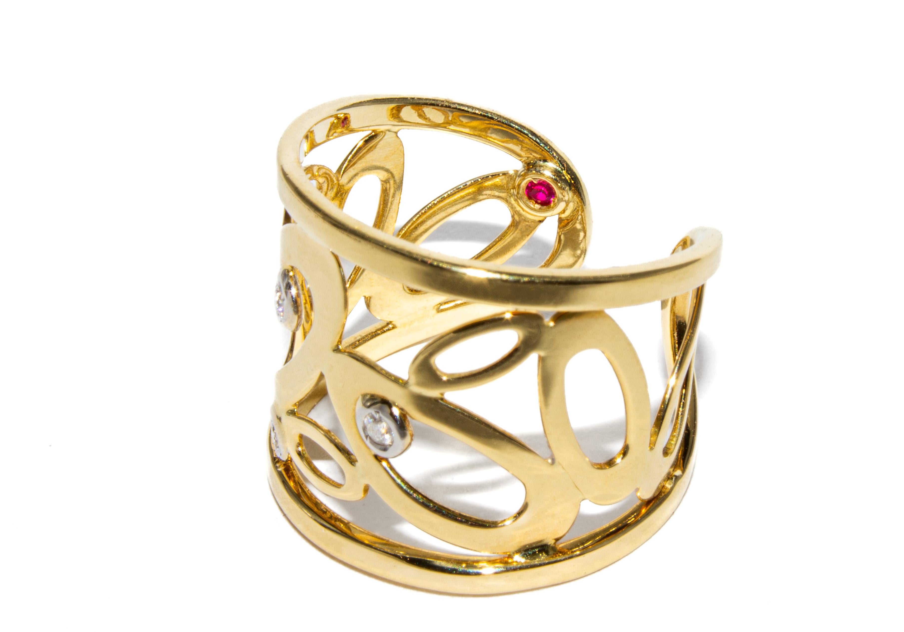 Taglio rotondo Roberto Coin - Anello con diamanti in oro giallo 18 carati Chic and Shine in vendita