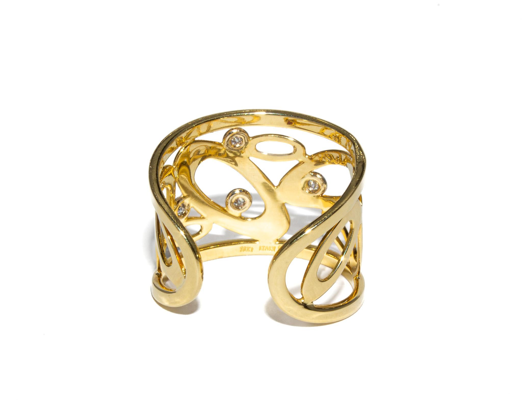 Roberto Coin - Anello con diamanti in oro giallo 18 carati Chic and Shine In condizioni ottime in vendita a New York, NY