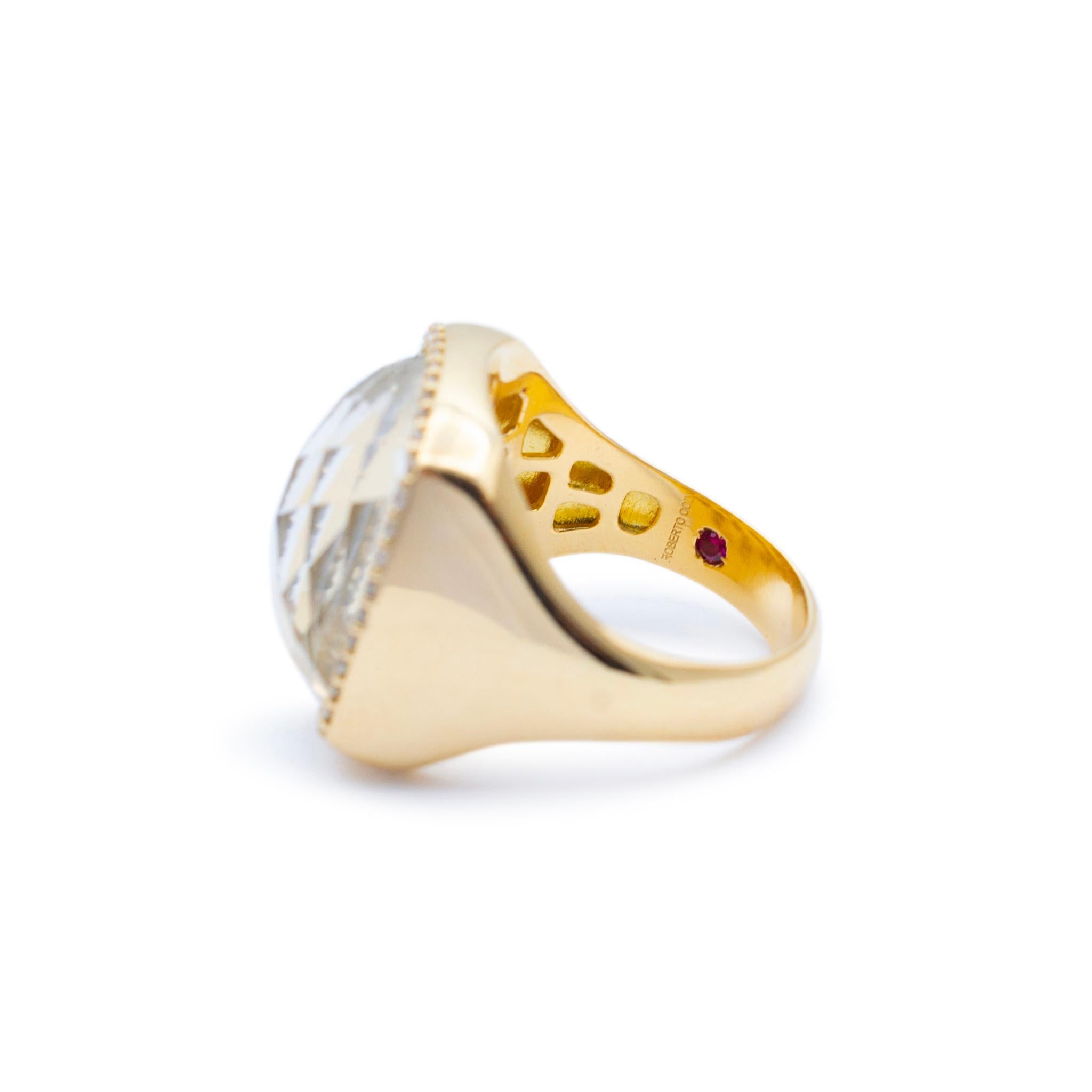 Roberto Coin 18K Yellow Gold Citrine Halo Diamond Cocktail Ring For Sale 2