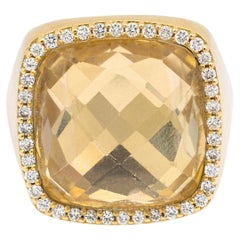 Roberto Coin Cocktail-Ring, Münze 18 Karat Gelbgold Citrin Halo Diamant