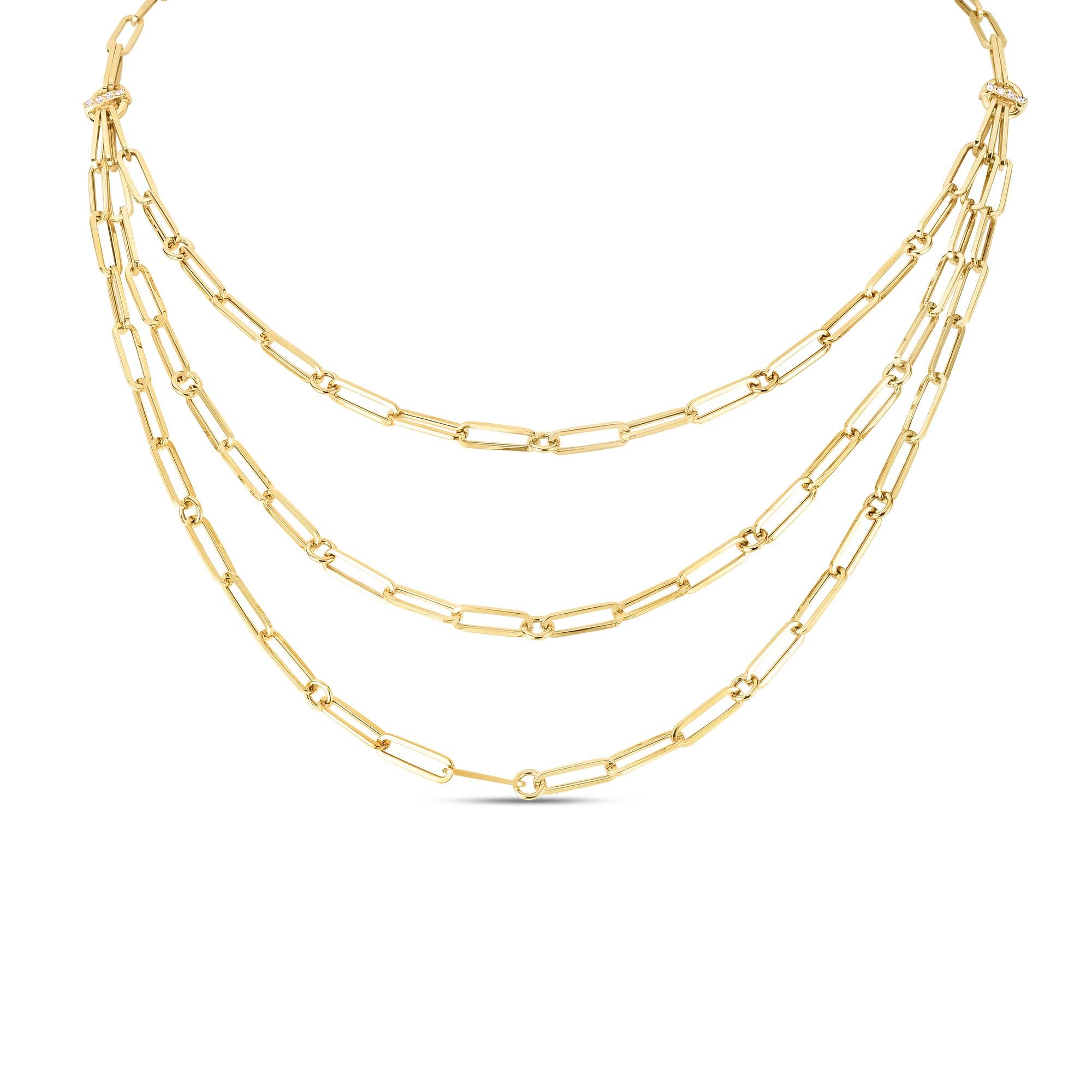 Roberto Coin 18K Gelbgold Designer Gold Dreireihiger Papierclip 7773263AYCHX im Zustand „Neu“ im Angebot in Wilmington, DE