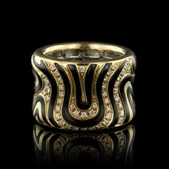 Roberto Coin 18 Karat Yellow Gold Diamond and Enamel Zebra Ring