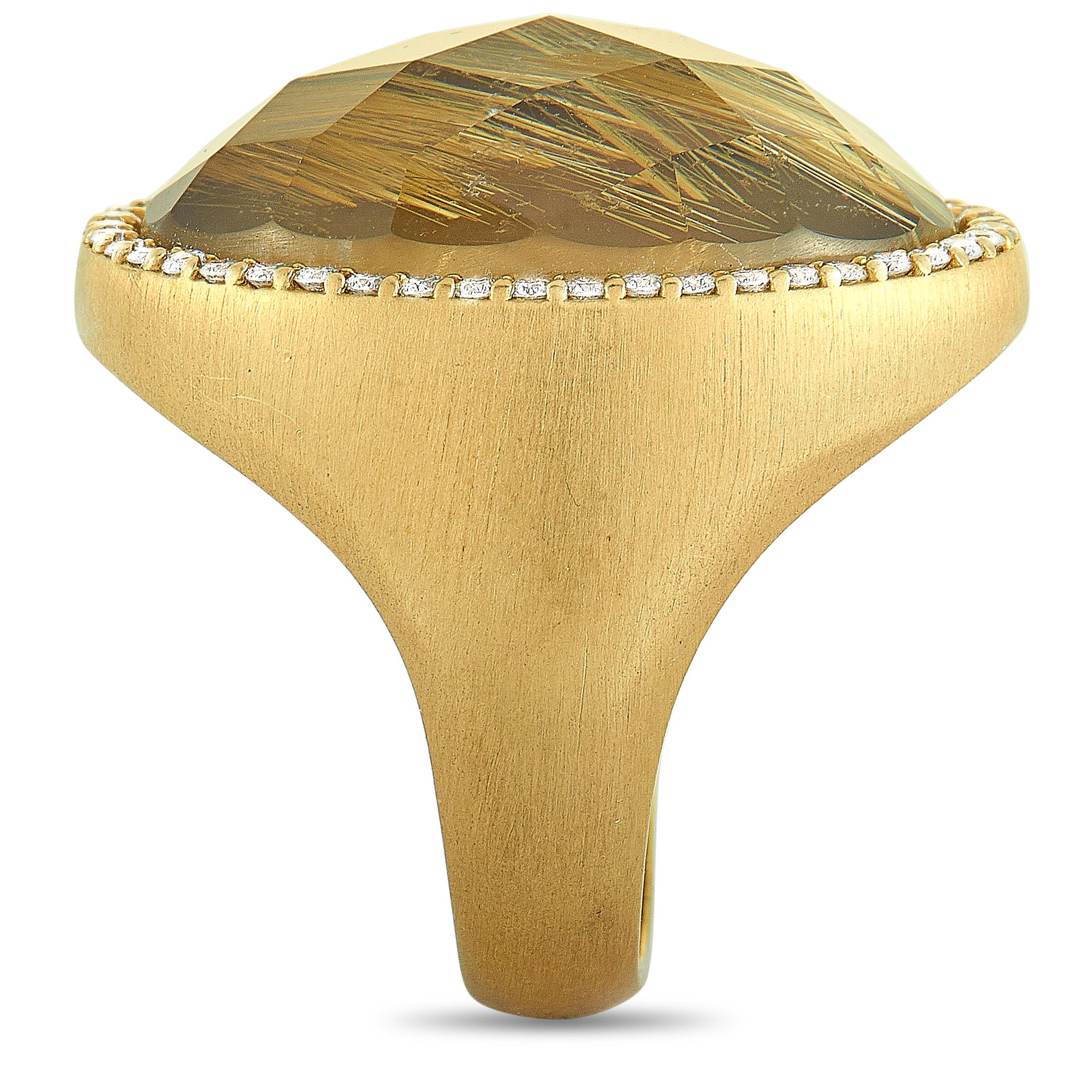 18k yellow gold rutilated quartz ring