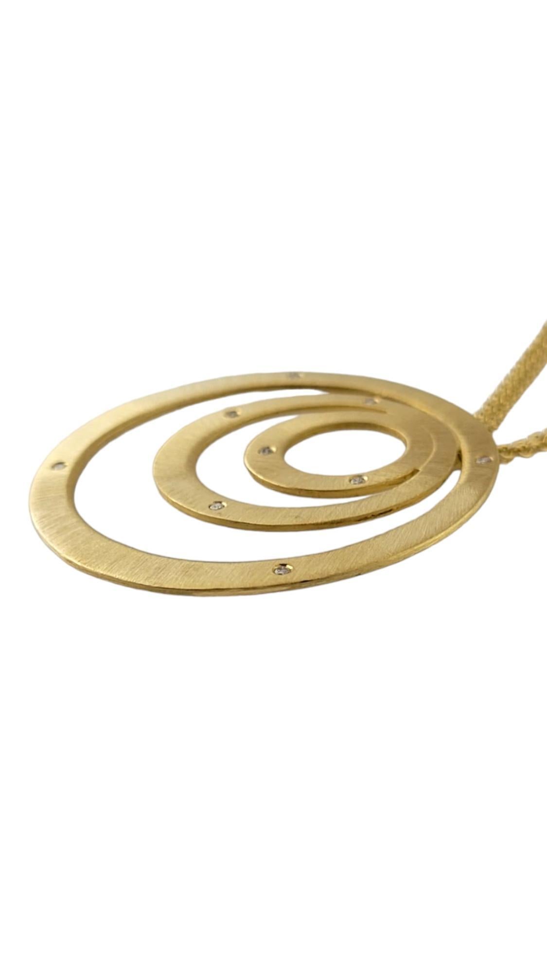 Brilliant Cut Roberto Coin 18K Yellow Gold Diamond Concentric Circle Pendant Necklace #17704
