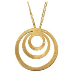 Roberto Coin 18K Gelbgold Diamant konzentrischen Kreis Anhänger Halskette #17704
