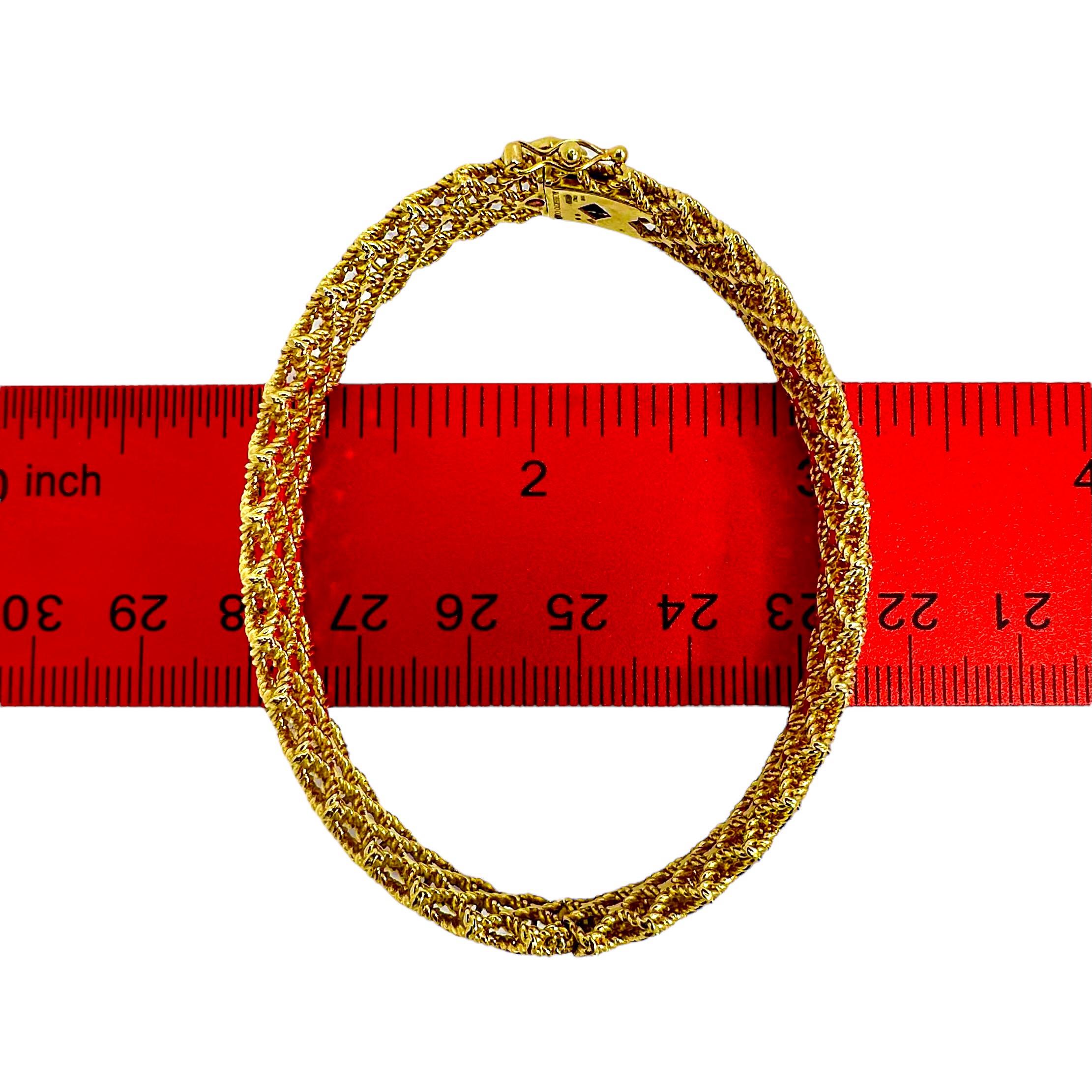 Roberto Coin 18K Yellow Gold & Diamond Lattice Design, Oval Bangle Bracelet For Sale 5