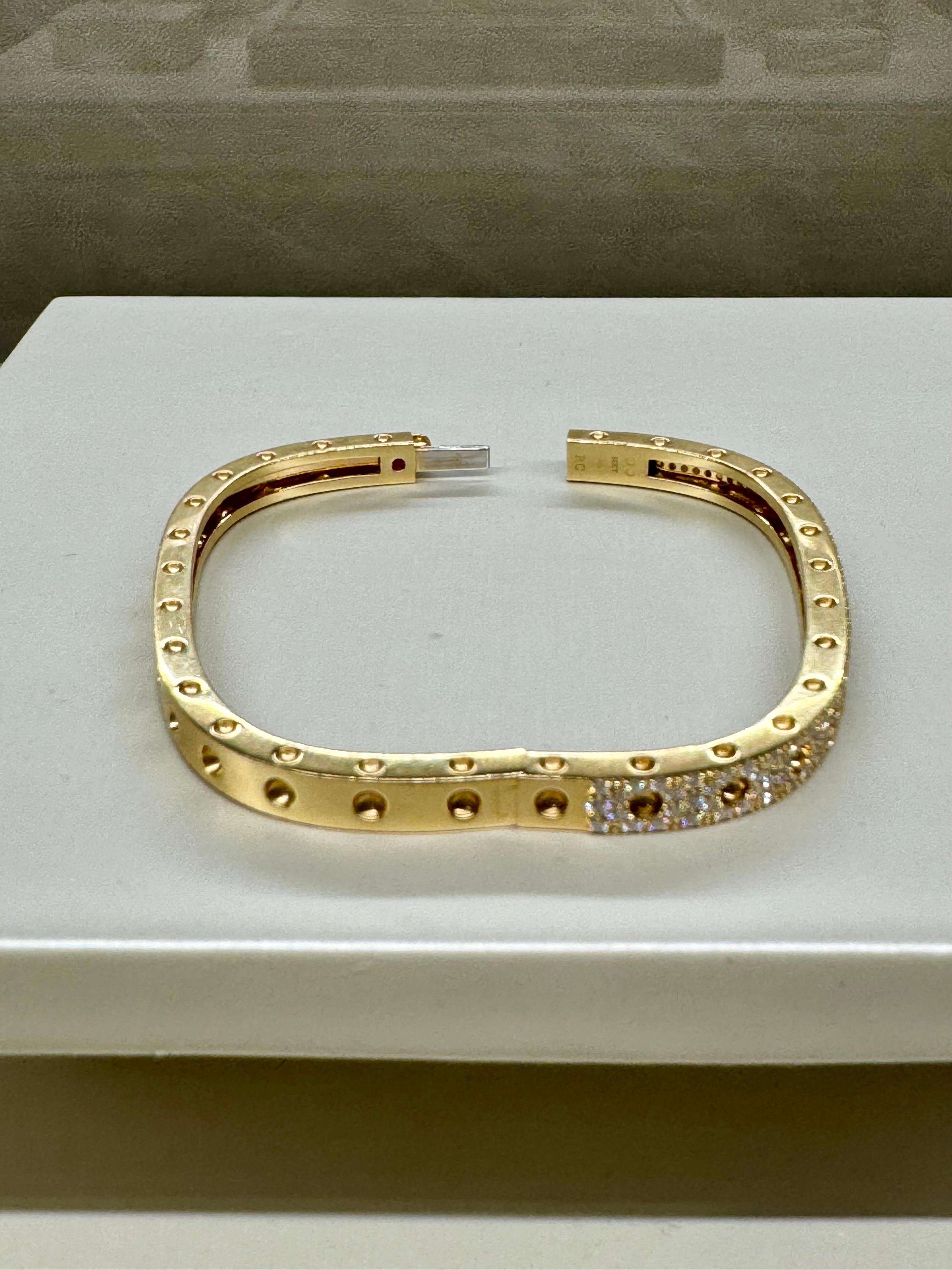 Roberto Coin Armreif Pois Moi, Münze 18K Gelbgold Diamant Damen im Angebot